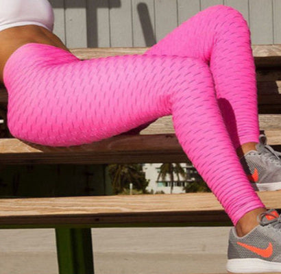 Booty Lifting Anti Cellulite Scrunch Leggings Without Pocket Pink Color