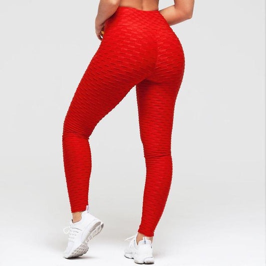 Booty Lifting Anti Cellulite Scrunch Leggings Without Pocket Red Color